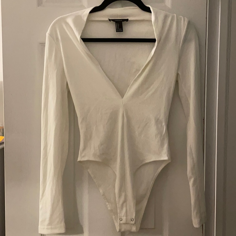 White deep neck bodysuit